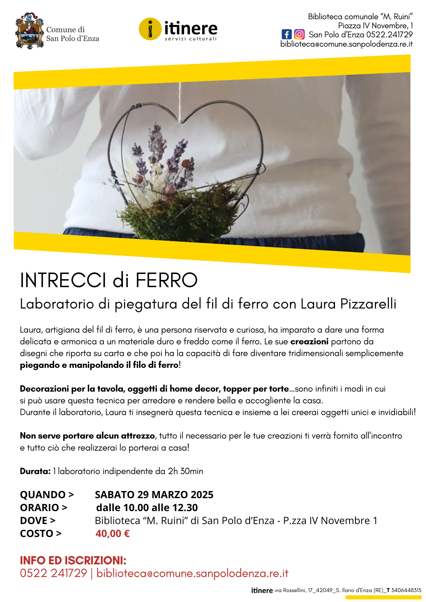 Intrecci di ferro. Laboratorio di piegatura del fil di ferro